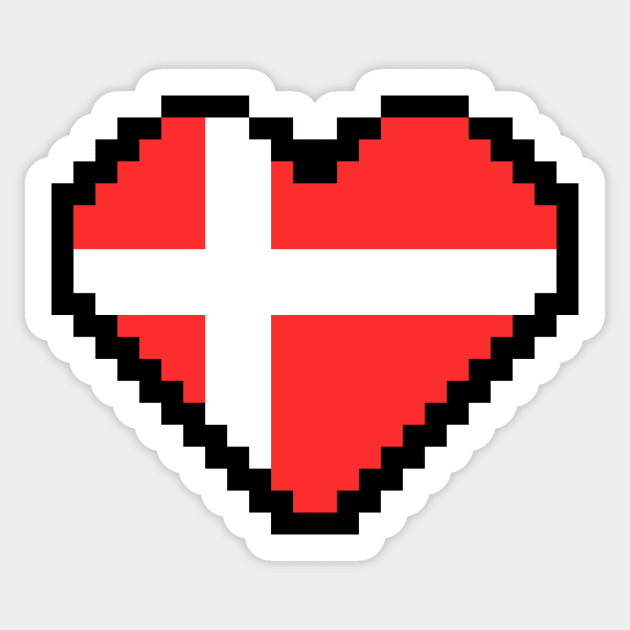 Danish Flag Pixel Art, Denmark Flag pixel art Sticker by mrsupicku